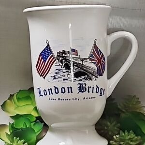 White London Bridge, Lake Havasu, Arizona Ceramic Mug with Blue Print